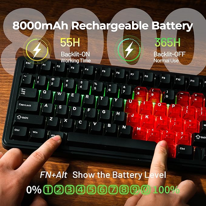 x XVX M75 75% Wireless Gaming Mechanical Keyboard, BT5.0/2.4GHz/USB-C,Hot Swappable Creamy Pre-lubed Switches, Gasket Structure,RGB Backlit Black Keyboard w/Knob for PC/Laptop/Xbox/PS4/PS5,LUMINA CORE