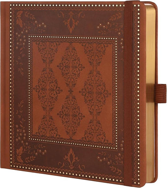 TIEFOSSI Dotted Journal Notebook, Dot Grid Notebook for Women Men, Hardcover PU Leather Journal, 160 GSM Thick Paper, 160 Numbered Pages with Gold Edges, 8 x 8 Square Diary