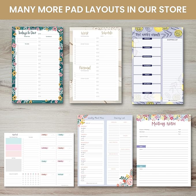 bloom daily planners Horizontal Weekly Magnetic Meal Planning Pad for Fridge with Tear-Off Grocery Shopping List - Hanging Food/Menu Organizer Notepad with Magnets - 8.5” x 11” - Lemons