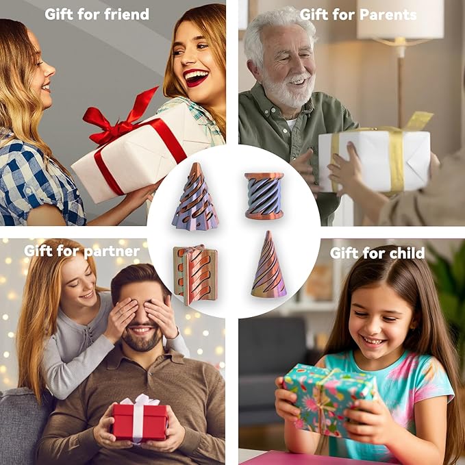 4 Packs Impossible Cone,Spiral Cone Fidget Toy,Impossible Cones passthrough Impossible Pyramid for Relaxing,Spiral Fidget Toy passthrough Impossible Cone,Birthday for Adults & Kids