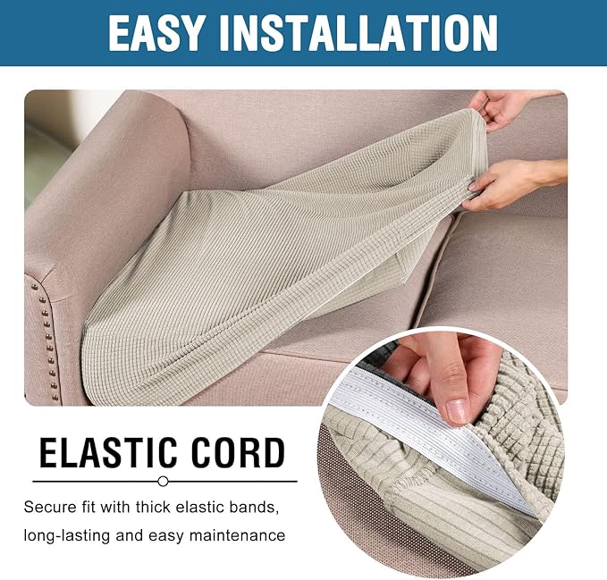 H.VERSAILTEX High Stretch Couch Cushion Covers,Chair Sofa Seat Slipcovers Couch Cushion Cover Stretch Furniture Protector for Kids, Pets(2 Packs Cushion Loveseat Covers, Island Fossi)