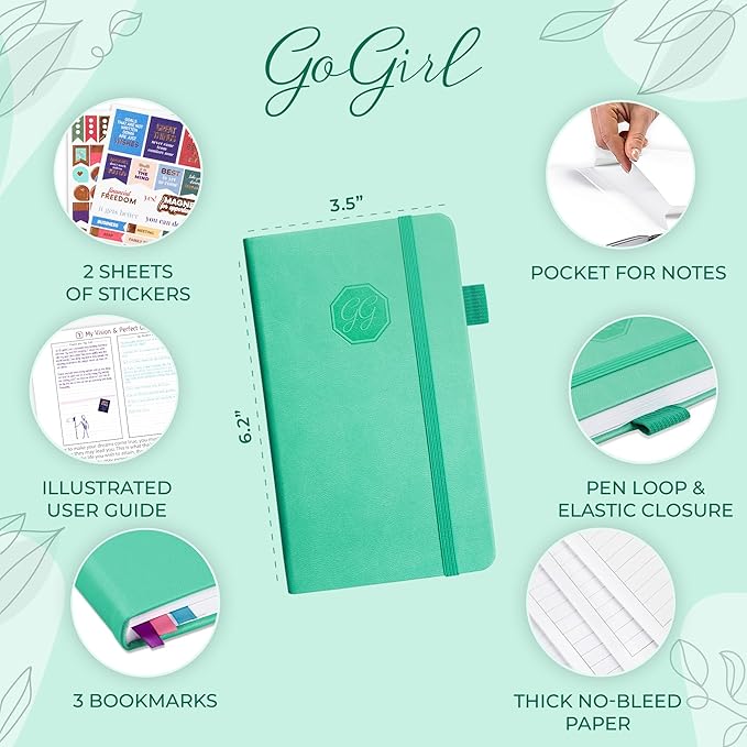 GoGirl Planner and Organizer for Women – Pocket Weekly Planner, Goals Journal & Agenda for Time Management & Productivity. Undated (Emerald)