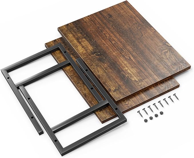 Printer Stand with 2 Tier Wood Shelves Desktop Organizer for Small Space Fax Machine Shelf Stand Books Trays Under Desk Shelf with Adjustable Anti-Skid Feet Vintage Brown