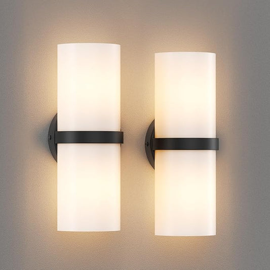 Black LED Wall Sconce Set of 2 Indoor Hardwired Up and Down Wall Lights for Living Room Bedroom Hallway Corridor Warm White 3000K (Without G9 Bulbs)