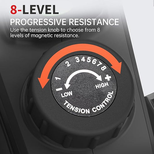 Under Desk Elliptical Machine, Ellipse Leg Exerciser as Seen on TV for Seniors, Pedal Exerciser Fully Assembled with 8 Resistance Levels, Portable Leg Exerciser for Home Office