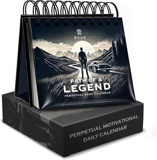 RYVE Motivational Quotes Desk Calendar – 366 Daily Reflections for Personal Growth – Office Accessories and Gifts for Men, Mindfulness Flip Calendar, Inspirational Desk Quote