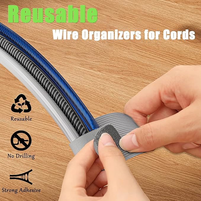 80PCS Hook and Loop Cable Straps, Cable Management Under Desk, Self Adhesive Cable Ties, Reusable Wire Organizers for Cords, Adjustable Cord Organizers for Desk, Home Office Essentials, Gray