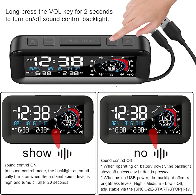Digital Dual Alarm Clock for Bedroom,Visual Timer Clock for Kids,Dual Display Countdown Stopwatch Timer Dual Alarm Clock, Time Management Station for Homeschooling Teaching Home Kitchen Office (Black)