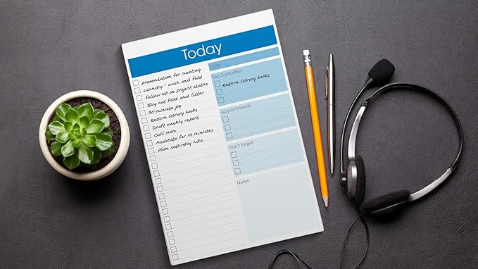 Better Office Products To Do List Notepad, 7" x 10" Today Note Pad, 52 Sheets, Daily Agenda Productivity Checklist Organizer (1 Pack)