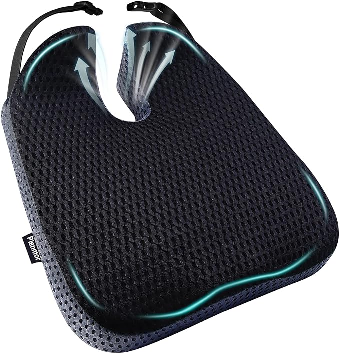 Large Memory Seat Cushion,Car Seat Cushion are Used to Relieve Sciatica, Suitable for Offices, Cars, Wheelchairs, Multi-Purpose (Black Mesh)