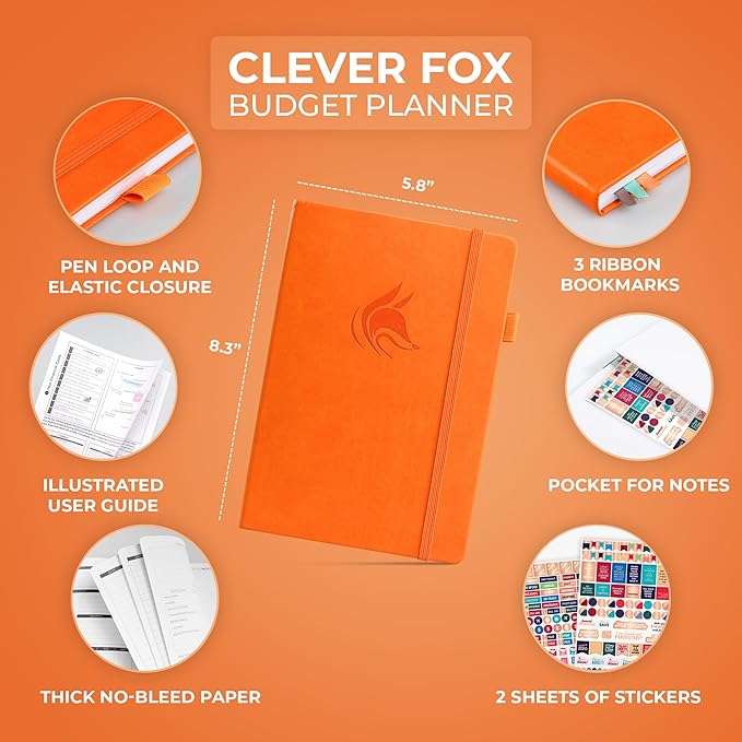 Clever Fox Budget Planner - Expense Tracker Notebook. Monthly Budgeting Organizer, Finance Logbook & Accounts Book, Bill Tracker, A5 (Orange)