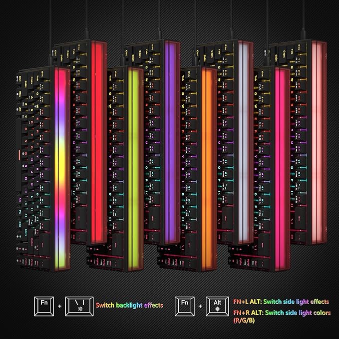 Womier 60% Keyboard Gaming with Light Box, Wired Mechanical Keyboard with MCA Keycaps, OEM Profile, Programable, 64 Keys Hot Swap RGB Cream Custom Key Board for PC Computer Win/MAC (WK68 PRO-Black)