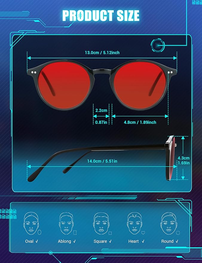 TIJN Blue Light Blocking Glasses Men Women Vintage Thick Round Rim Frame Eyeglasses