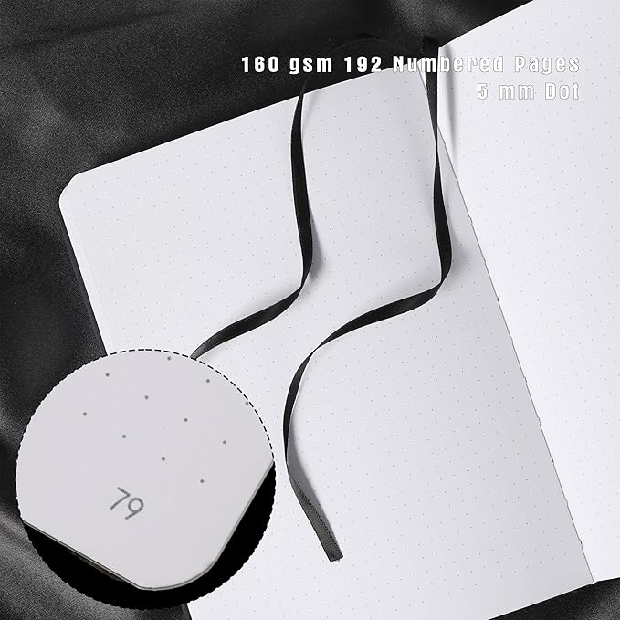 TIEFOSSI Bullet Dotted Notebook, 160gsm Thick Paper, Hardcover Dot Grid Journals for Women Men, 192 pages, for Travel, School and Office Use