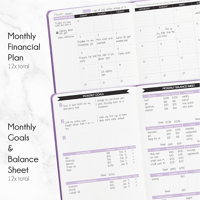 Financial Planner - Monthly Budget Planner with Cash Envelopes & Monthly Bill Organizer | A 12-Month Journey to Financial Freedom | Bill Payment Tracker Organizer, Debt, Expense Tracker & Money Saving