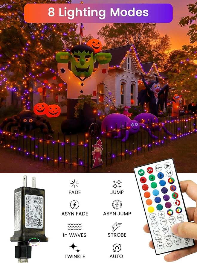 66Ft 200 LED RGB Color Changing Fairy Lights Plug in, Waterproof String Lights with Remote for Outdoor & Indoor, 8 Modes 16+2 Colors Twinkle Lights with Timer for Girl's Room Christmas Decorations