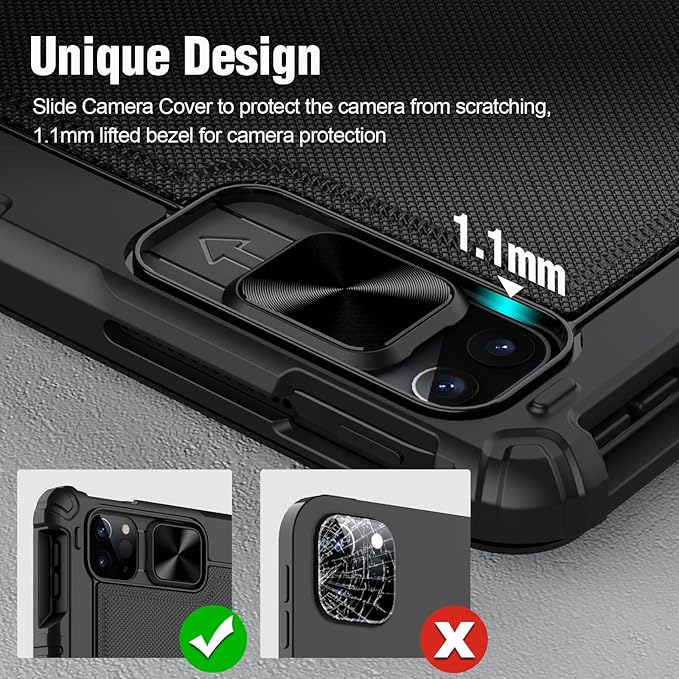 Nillkin iPad Air 13 inch Case Keyboard (M3,2025/M2,2024), Slide Camera Cover, iPad Pro 12.9 Protective Case with 7 Colors Backlit Wireless Detachable Keyboard, Trackpad and Pencil Holder