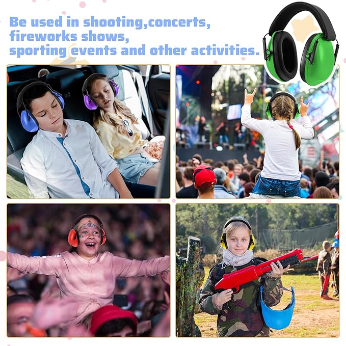 Amylove 12 Pcs Kids Ear Protection Noise Cancelling Headphones Ear Muffs Bulk 27db Adult Noise Reduction Hearing Earmuff(Universal Fit (kids & Adults),Classic Style,Rainbow Color)