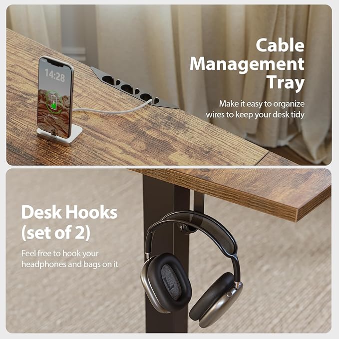 Agilestic 59 Inch L Shaped Standing Desk Adjustable Height, Electric Corner Standing Desk, Sit Stand Computer Table with Splice Board, Rustic Brown