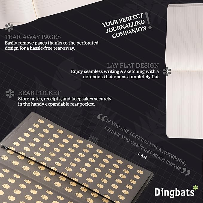 Dingbats* - Wildlife Lined Extra Large A4 Notebook - PU Leather Hardcover Journal for Work, Writing - Pocket, Elastic Closure, Pen Holder, Bookmark