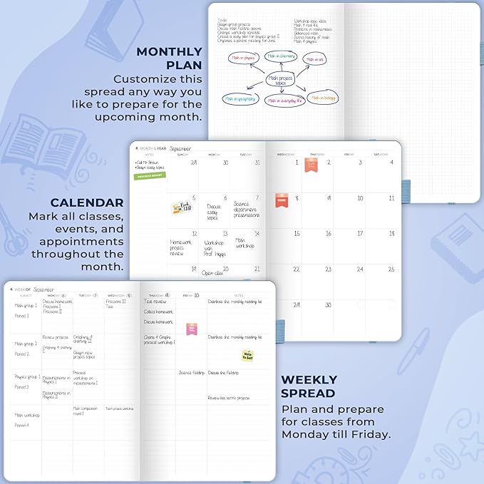 Clever Fox Teacher Planner – School Year Planner with Calendars & Lesson Plans – Book for Classroom & Homeschool Organization, A4 (Periwinkle)