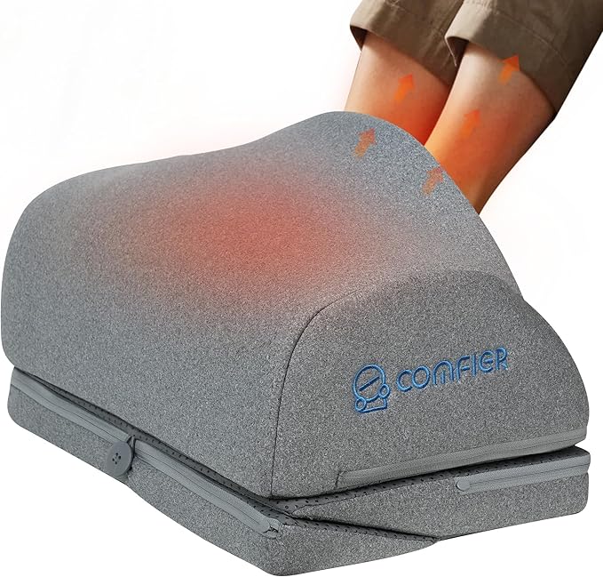 Comfier Under Desk Foot Rest at Work with Heat,Vibration,3 Height Under Desk Foot Rest for Office Chair，Foot Heater Foot Warmer, Ergonomic Heated Footrest,Gaming Chair Footstool,Computer Desk Use