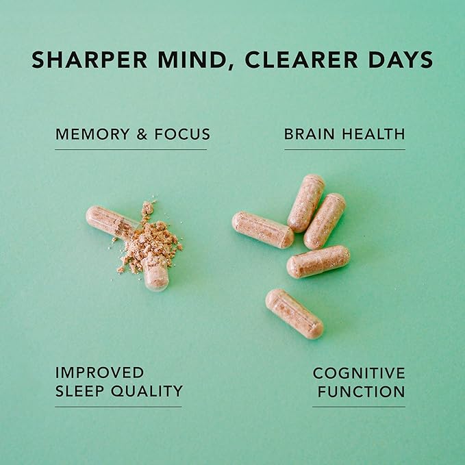 AMANDEAN Brain Supplement. Nootropic Cognitive Support for Memory, Focus, Clarity. Magnesium L-Threonate (Magtein), Lion's Mane Mushroom Extract, Alpha GPC Choline Complex. 90 Veggie Capsules.