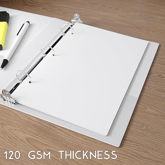 Half Letter 3-Hole Punched Dot Grid Paper, 200 Sheets, 120 GSM, 5.5 x 8.5 inch, Dotted Paper Planner Refill Inserts for Mini-Binders and 3-Ring Half Letter Binders