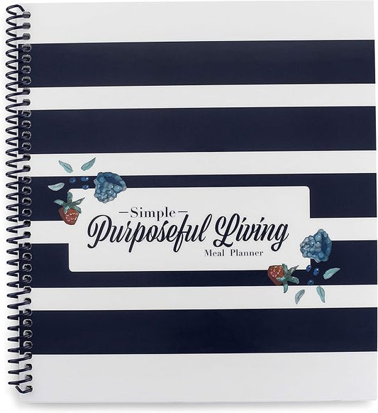Large Spiral-Bound Weekly Meal Prep Planner Notebook – Full-Year Organizer with Laminated Covers, Tear-Off Grocery List Notepad, Undated Weekly Planner & Food Journal - Menu Calendar, & Budget Tool