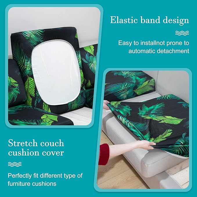 12Pcs Stretch Patio Cushion Covers,Outdoor Couch Covers Replacement,Outdoor Couch & Sofa Slipcovers,for Patio Furniture Cushion Covers,Washable Reusable urniture Protector (Summer,Cover Only)