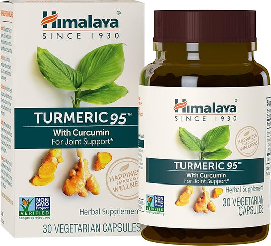 Himalaya Turmeric 95 - Herbal Supplement with Turmeric Curcumin for Joint Support and Mobility, 95% Curcuminoids - Vegan, Non-GMO, Gluten Free, 600 mg, 30 Capsules