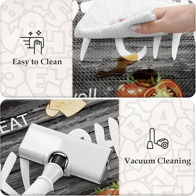 KIMODE Anti Fatigue Kitchen Mat 2PCS,Non Slip Waterproof Kitchen Rugs,Farmhouse Grey Kitchen Mat for Floor,Cushioned Comfort Foam Standing Mat for Home,Laundry,Sink,Desk