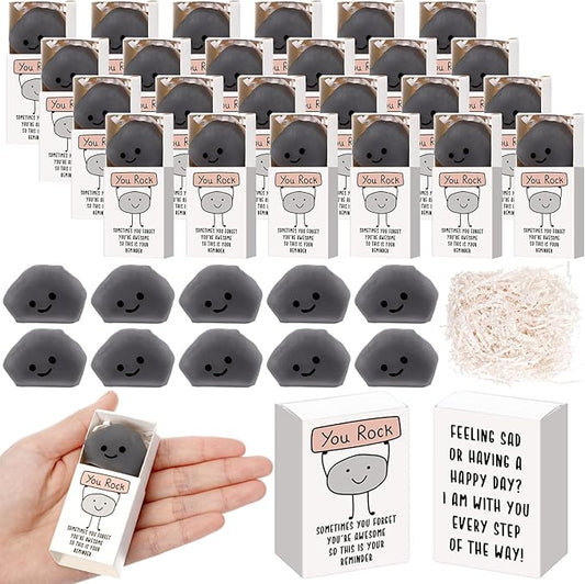 Wettarn 36 Sets You Rock Gifts Cute Stress Balls with Support Gift Boxes Inspirational Party Favors for Employee Coworker Friends Office Positive Relief Toys