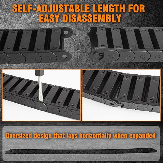 10 x 20mm (Inner H x W) R18 Bridge Type Drag Chain Cable Wire Carrier Protection Chain 39.3inch/1M for 3D Printer and CNC Router Mill,Black Plastic Nylon（Outer Side openable）