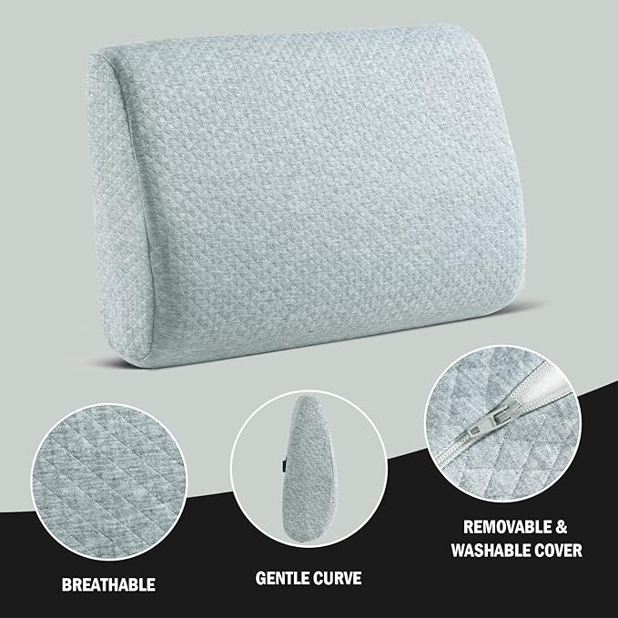 HOMBYS Lumbar Support Pillow for Recliner Chair, Memory Foam Back Support Cushion for Elderly,Extra Large Lumbar Support Pillow,Thick Backrest for Home Reading (Light Grey, 20“x13.5"x5")