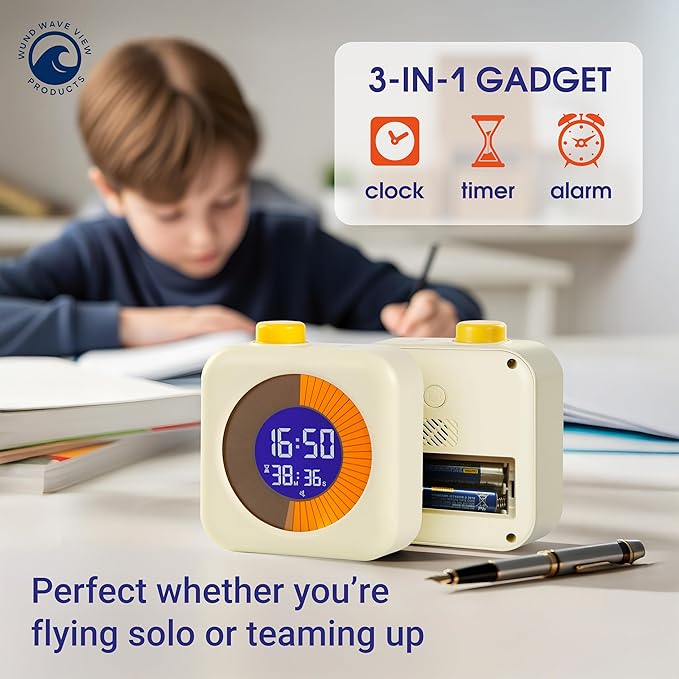 Digital Visual Backlit Timer (3-in-1) Touch Button with Stickers for Kids, Countdown, Homeschool, Classroom Essential, Pomodoro & 60 Minute Session, Teacher Gift, fits Kitchen and ADHD Users