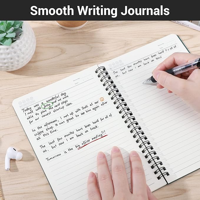 EUSOAR Hardcover Spiral Lined Notebook, A5 6 Pack 5.5" x 8.3" 120 Pages Lined Travel Writing Notebooks Journal, Students College Office Business Subject Diary Ruled Spiral Book Journal