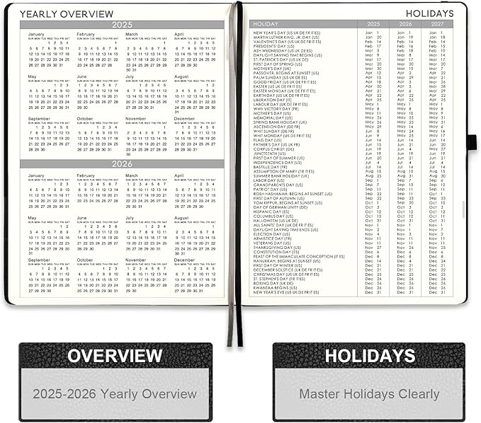 2025-2026 Planner - Weekly & Monthly Planner 2025-2026 with Pen Loop, to Achieve Your Goals & Improve Productivity, July 2025 - June 2026, Thick Paper, Inner Pocket, 8.5" x 11" - Black
