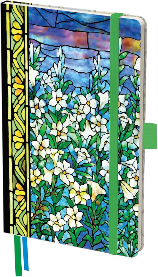 RainCaper Vegan Leather Journal Notebook, 160 Dot-Grid Pages, 5.7 inches x 8 inches, Journal - Tiffany Field of Lilies