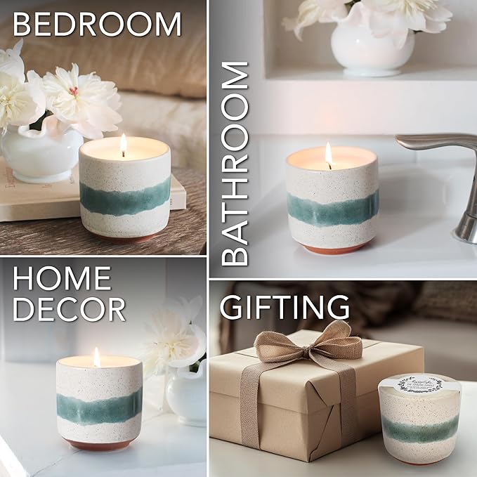 The Growing Candle, Sandalwood & Vanilla Scented, 8.5oz Ceramic Pot, Aromatherapy Candles for Home, 100% Soy, Edith