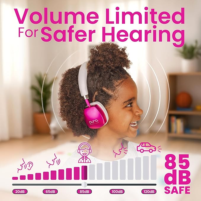 Puro Sound Labs PuroQuiet Plus Noise Cancelling Headphones for Kids, Bluetooth Kids On Ear Headphones with Mic, Lightweight On-Ear Design, Studio-Grade Sound (Pink)