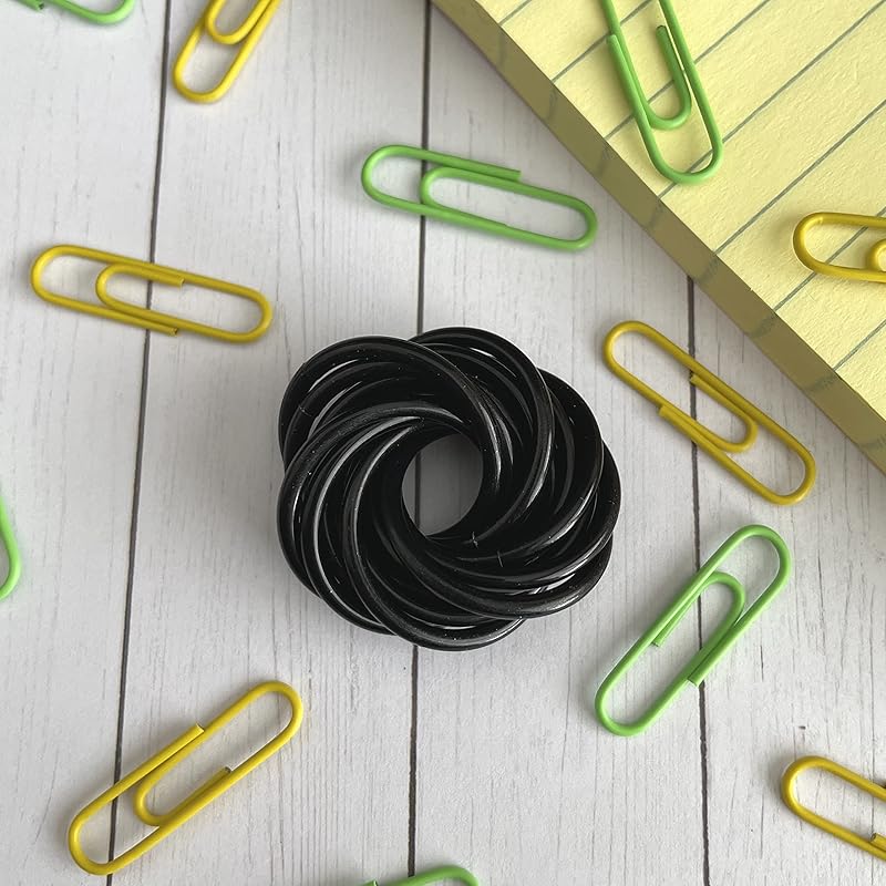 Möbii Fidget Ball (Solid Color): Quiet Mobius ADHD Anxiety Stim Stress Relief Toy Tool for Home Travel Office or Desk (Medium, Half, Onyx)