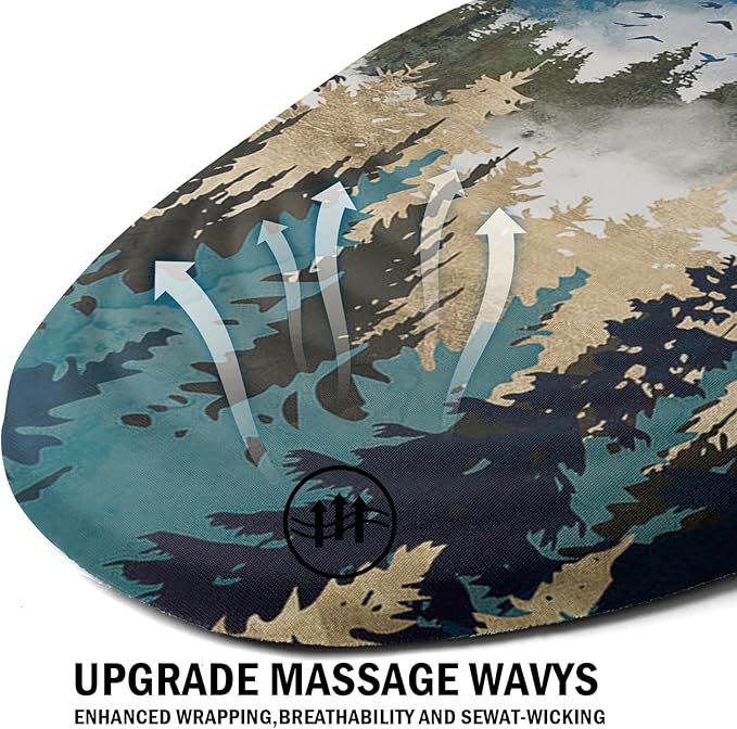 Ergonomic Mouse Pad with Wrist Rest Support, Memory Foam & PU, Forest Sunrise