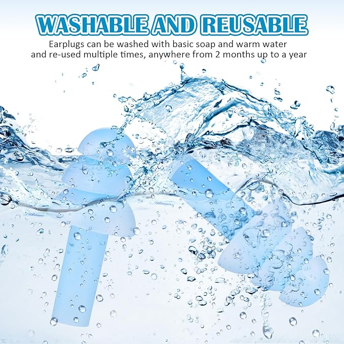 TrelaCo 100 Pairs Ear Plugs Bulk, NRR 29dB Reusable Silicone Ear Plugs with Plastic Cases Soft Foam for Sleeping Noise Cancelling for Concerts Shooting Swimming Noise Reduction(Light Blue)