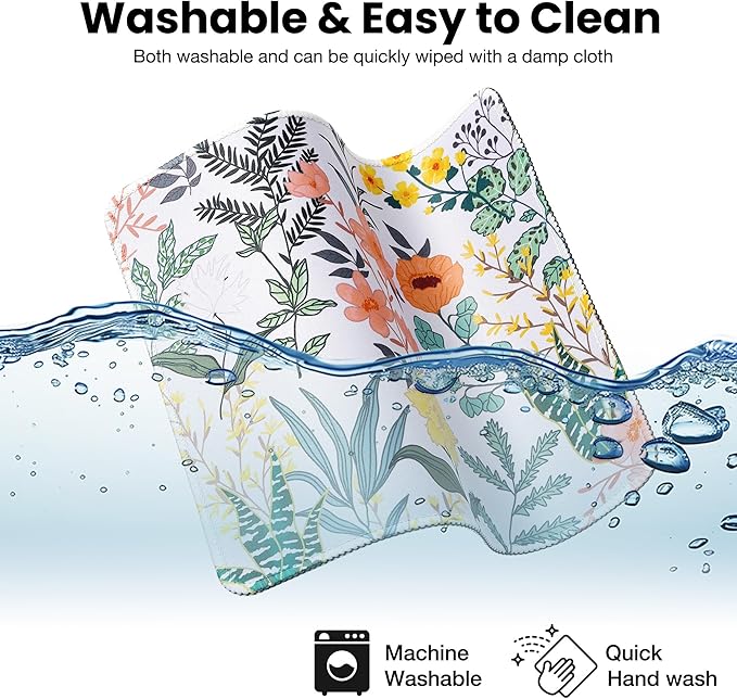 ALOANES Waterproof Mouse Pad with Stitched Edge, Premium-Textured Mouse Mat, Non-Slip Rubber Base Mousepad for Laptop, Computer & PC, Desk Mat for Gamer, Office & Home, Flower and Plant