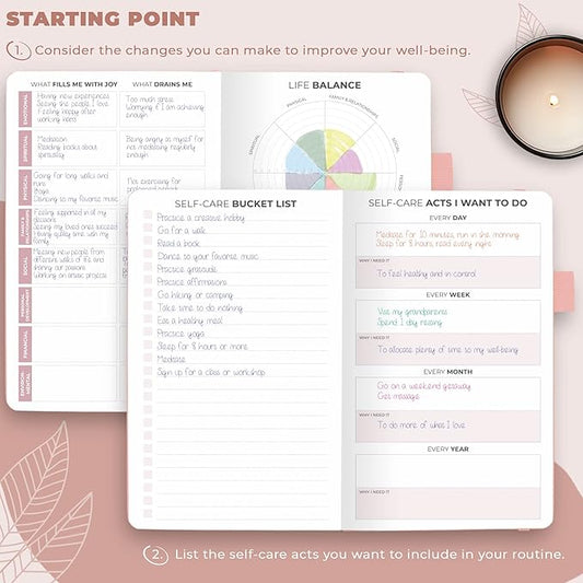 Clever Fox Self-Care Journal Pocket – Daily Reflection Notebook – Mental Health & Personal Development Planner, Meditation & Mood Log (Light Pink)