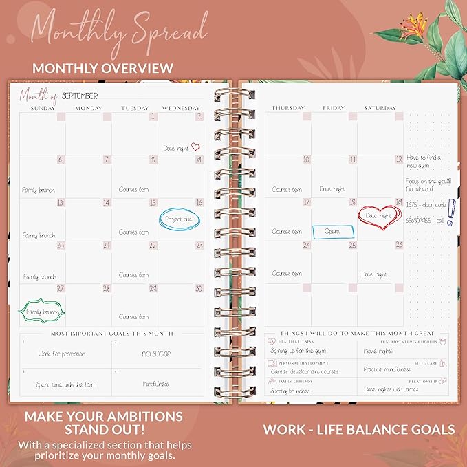 PLANBERRY Weekly Planner Premium – Undated Life Organizer & Budget Planner – Time Management, Goal Setting, To-Do List, Work-Life Balance & Habit Tracker – 6.9″ x 8.5″ (African Terracotta)