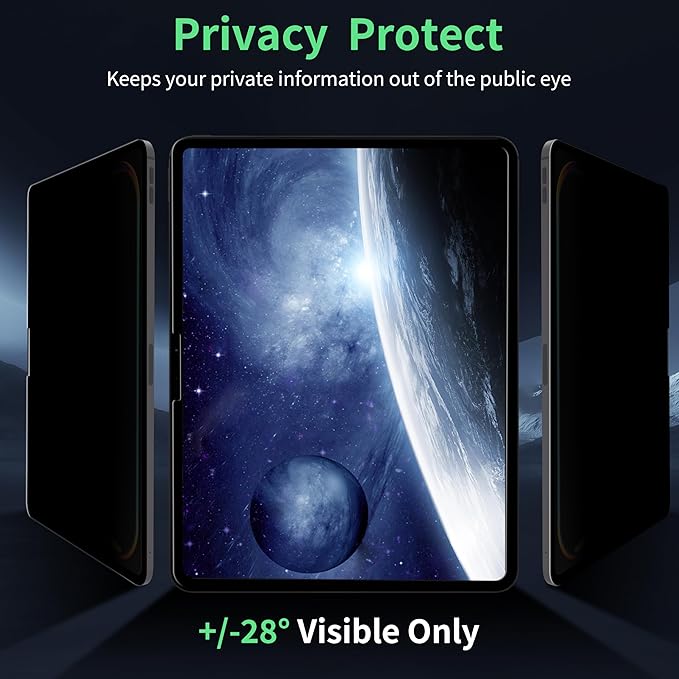 Nano Privacy Screen Protector Compatible with iPad Air 13 In ,Removable iPad Air 13 Inch M2 / M3 (6/7th Gen ,2024/2025) Screen Protector, Anti-Glare Blue Light Film, Bubble Free Anti-Scratch Privacy Filter