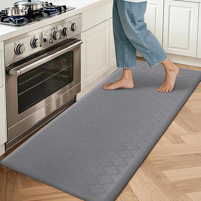 HEBE Oversized Kitchen Mat Cushioned Anti Fatigue Floor Mat Runner 20"x60" Non Slip Kitchen Mats for Floor Waterproof Kitchen Rugs and Mats Comfort Mat for Standing Desk,Sink,Laundry,Grey