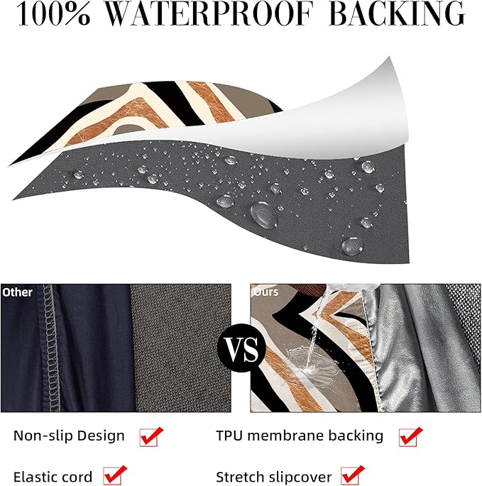 8Pcs Stretch Patio Cushion Covers Outdoor Cushion Cover, Jacquard Stretch Cushion Covers, Cover Replacement, Outdoor Sofa Covers, Washable Furniture Couch Cushion Cover (Orange Realm)